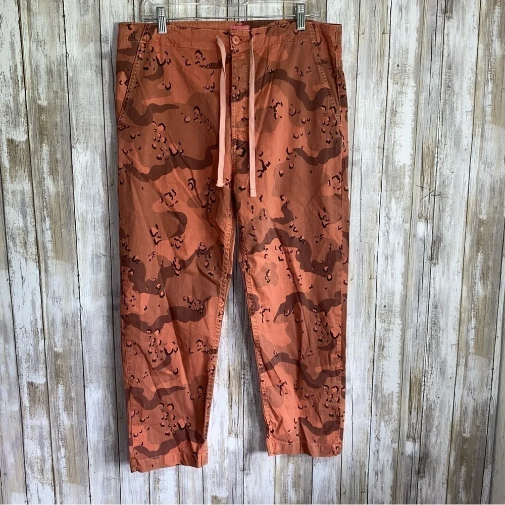 NWT MOTHER The Catch All Ankle Mushroom Mayhem Shrimp Print Baggy Pants Size 27 - Picture 2 of 11